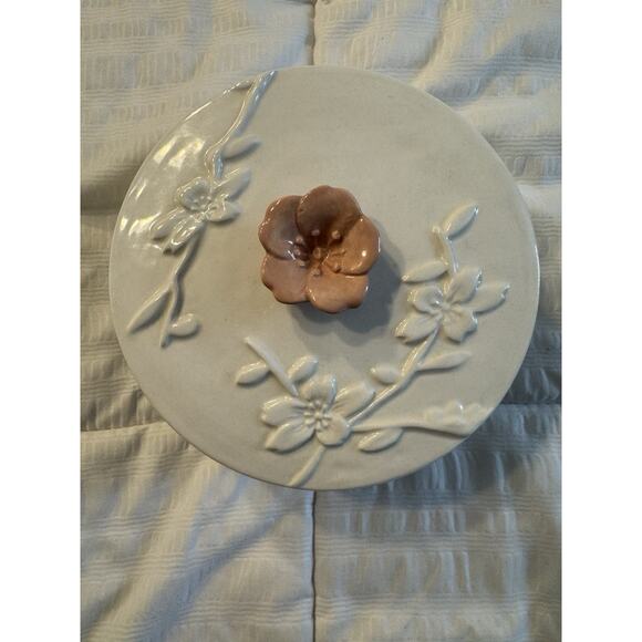 Rae Dunn Best Mom Rose Floral Ceramic Candy Dish Jewelry Bin Floral - Picture 2 of 5